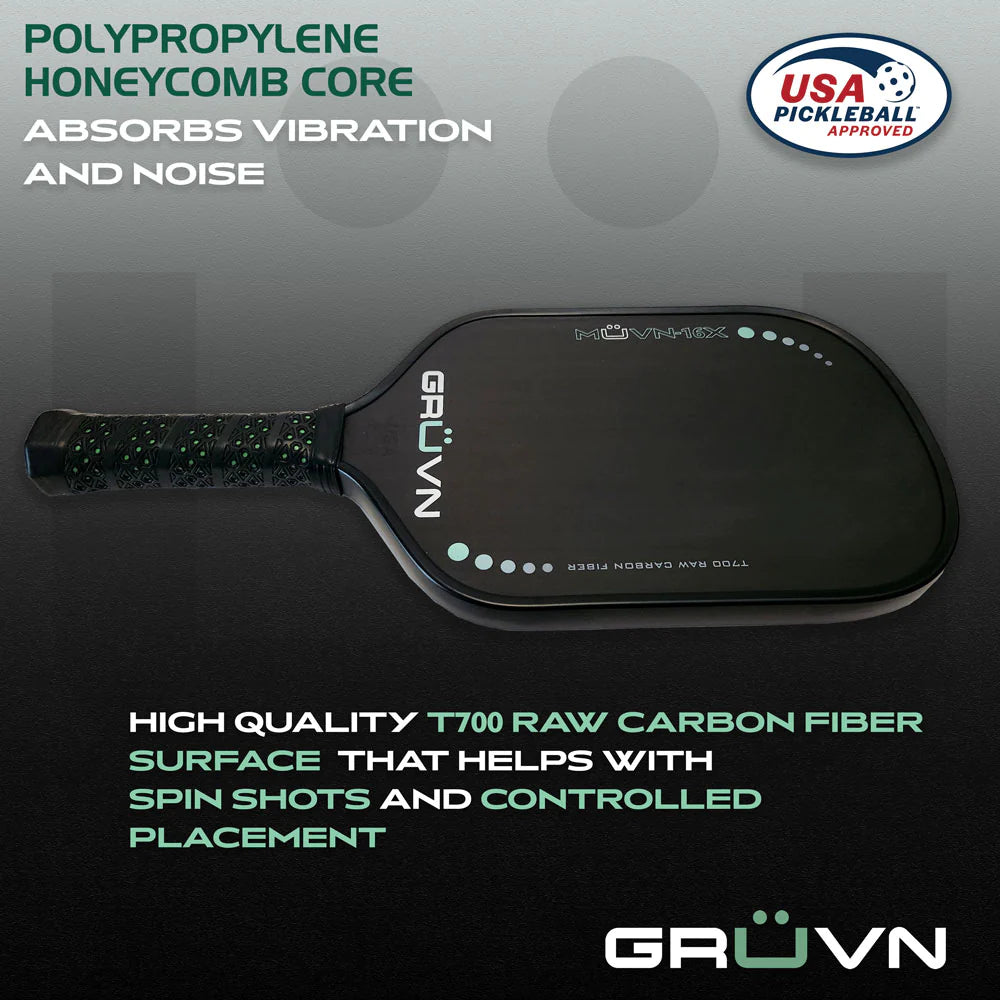 GRÜVN MÜVN-16X Raw Carbon Pickleball Paddle (Two Colours)