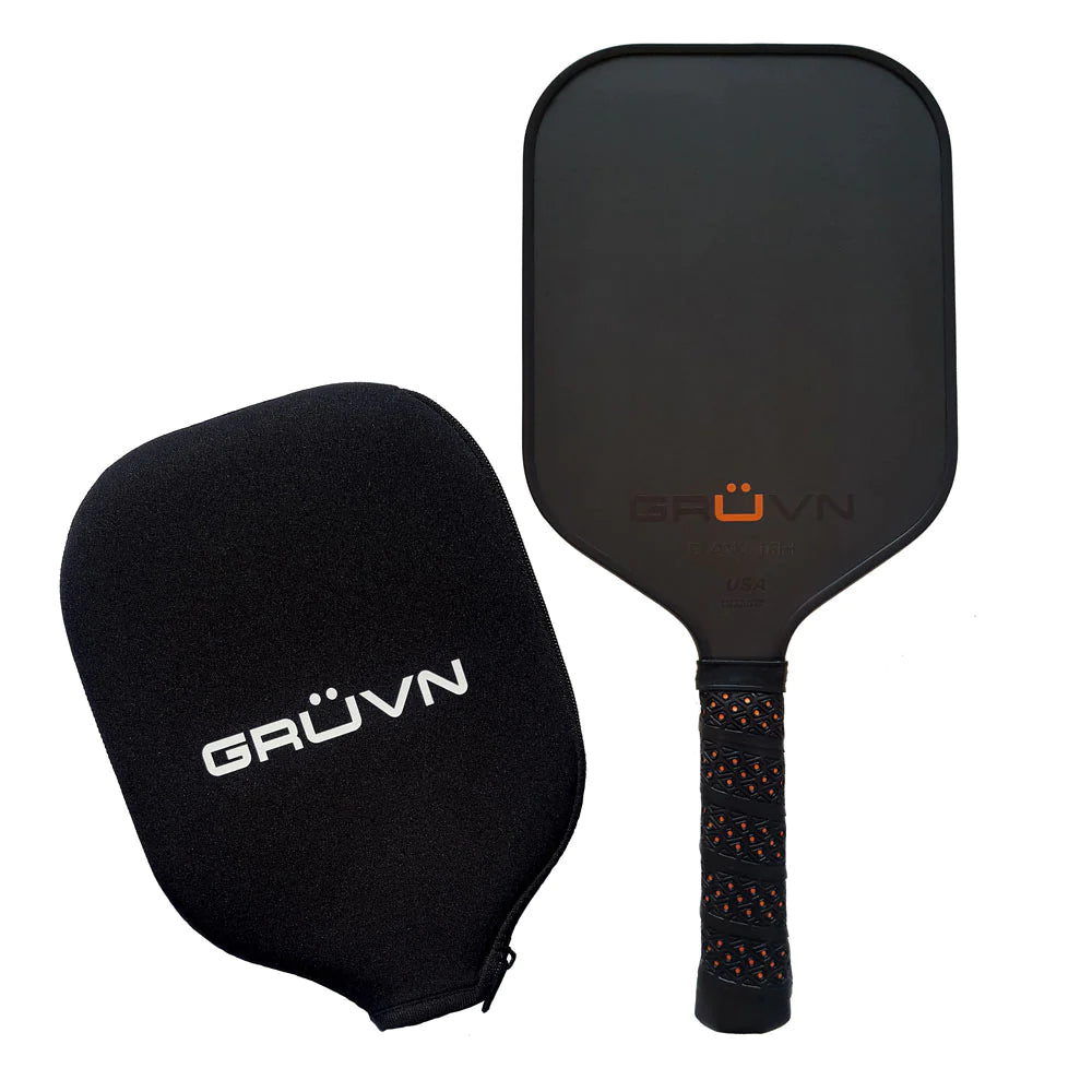 GRÜVN RAW-16H Pickleball Paddle, Orange Stealth (Raw Carbon Fiber)